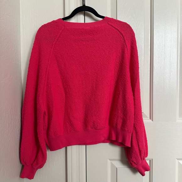 Free People Found My‎ Friend Hot Pink Bouclé Textured Knit Pullover Sweater - XS - Picture 5 of 10